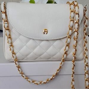 Etienne Aigner Cream Quilted Crossbody Bag